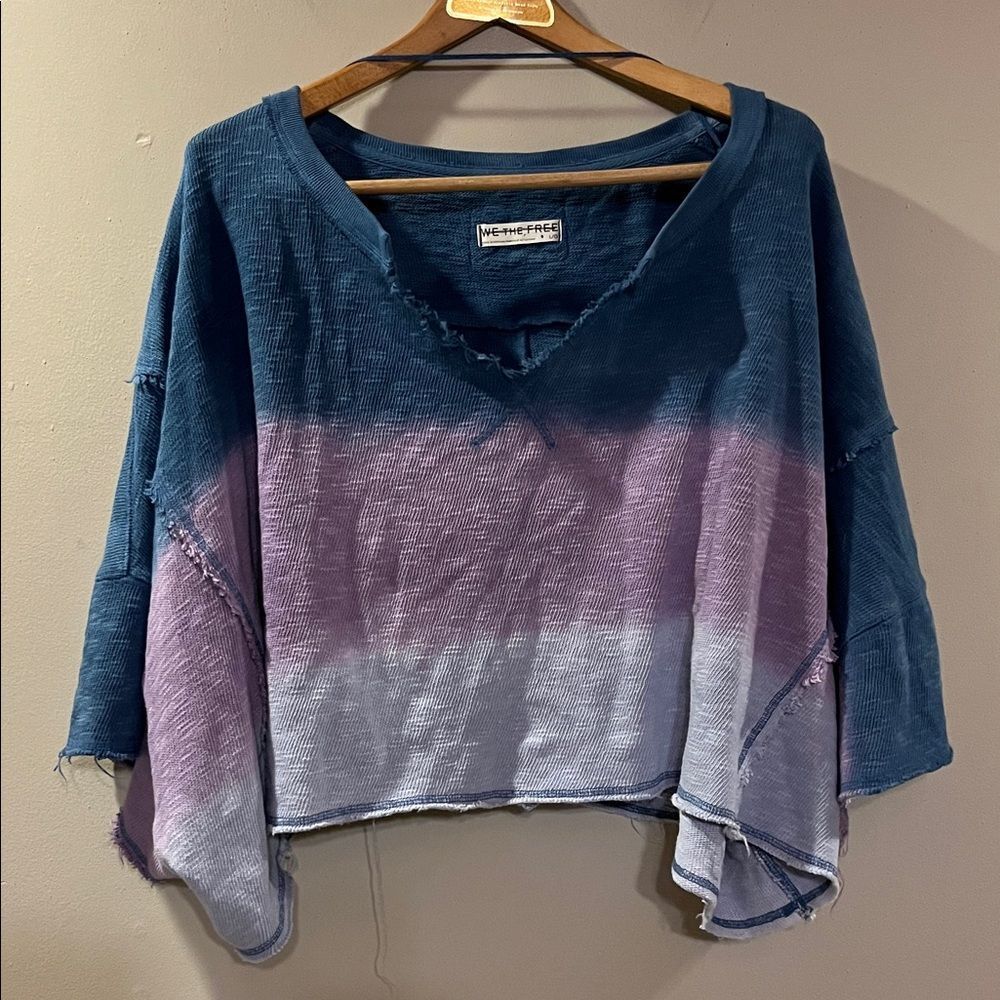 Free People Cropped Distressed V-Neck Top